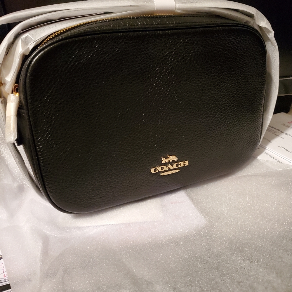 Coach crossbody black leather purse